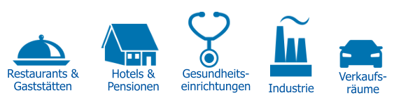 Restaurants & Gaststätten Hotels &Pensionen Gesundheits-einrichtungen Industrie Verkaufs-räume