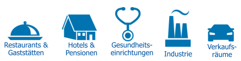 Restaurants & Gaststätten Hotels &Pensionen Gesundheits-einrichtungen Industrie Verkaufs-räume